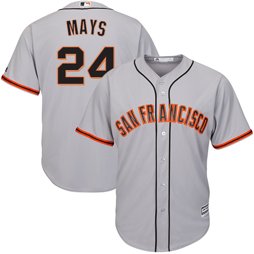 Giants #24 Willie Mays Grey Road Cool Base Stitched Youth MLB Jersey - Click Image to Close